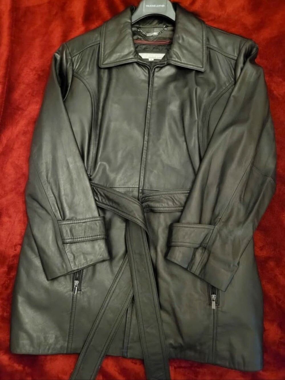 Vtg Women's Black Belted Trench Jacket, Size 3X/Plus Size, WWZW2443  WWYHL5012D